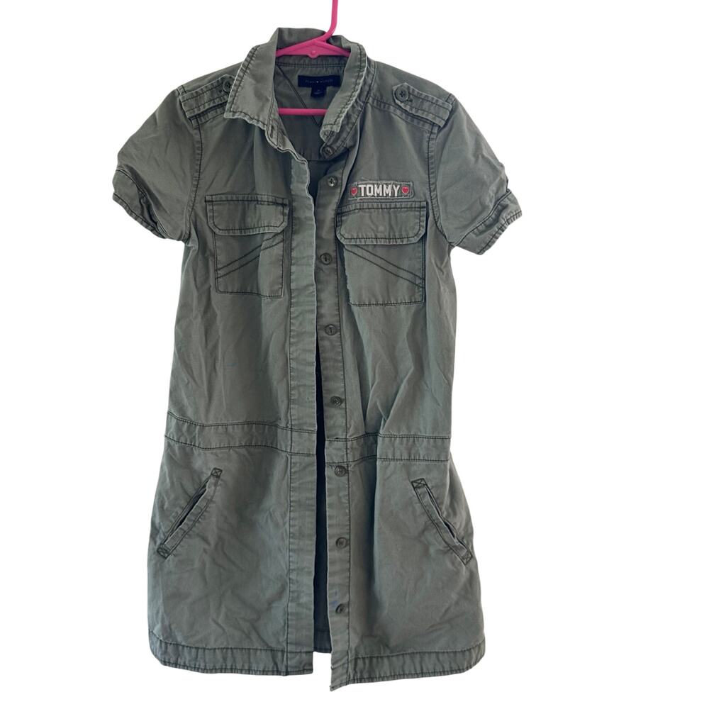 Tommy Hilfiger Army Green Button-Front Shirt Dress - Size 10